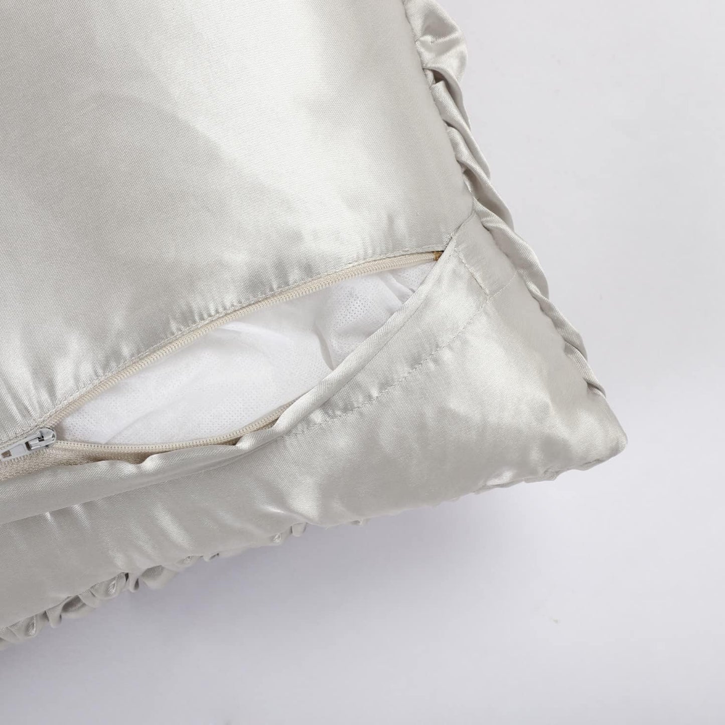 Silver Grey Satin Cushion Cover | Contemporary Textured Design | 40x40cm-3
