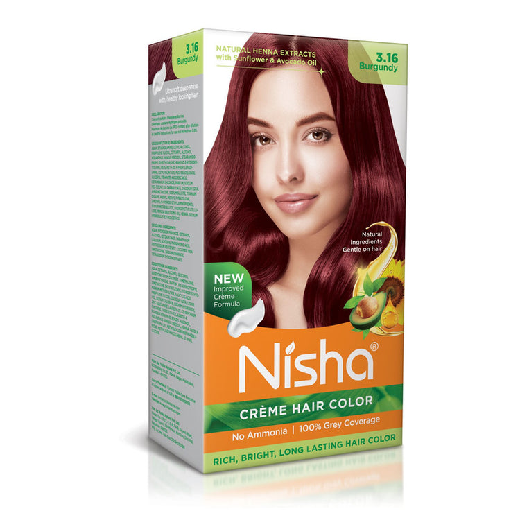 Nisha Creme Hair Color for Women and Men - Burgundy, 120gm, Long-lasting, 100% Grey Coverage Permanent Hair Colour-0