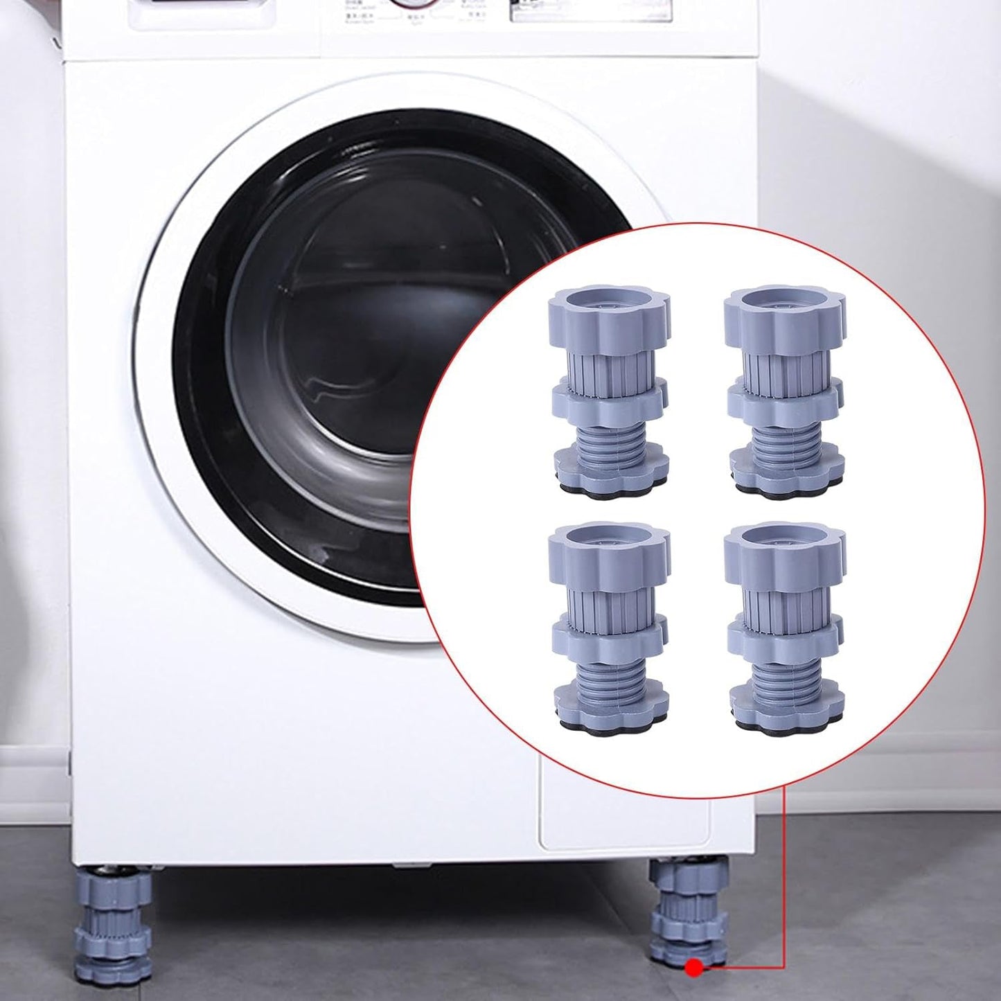VibroGuard™️ Washing Machine Adjustable Height Footpads (Pack of 4) – Anti-Vibration Pads for Noise Reduction and Appliance Stability!!!